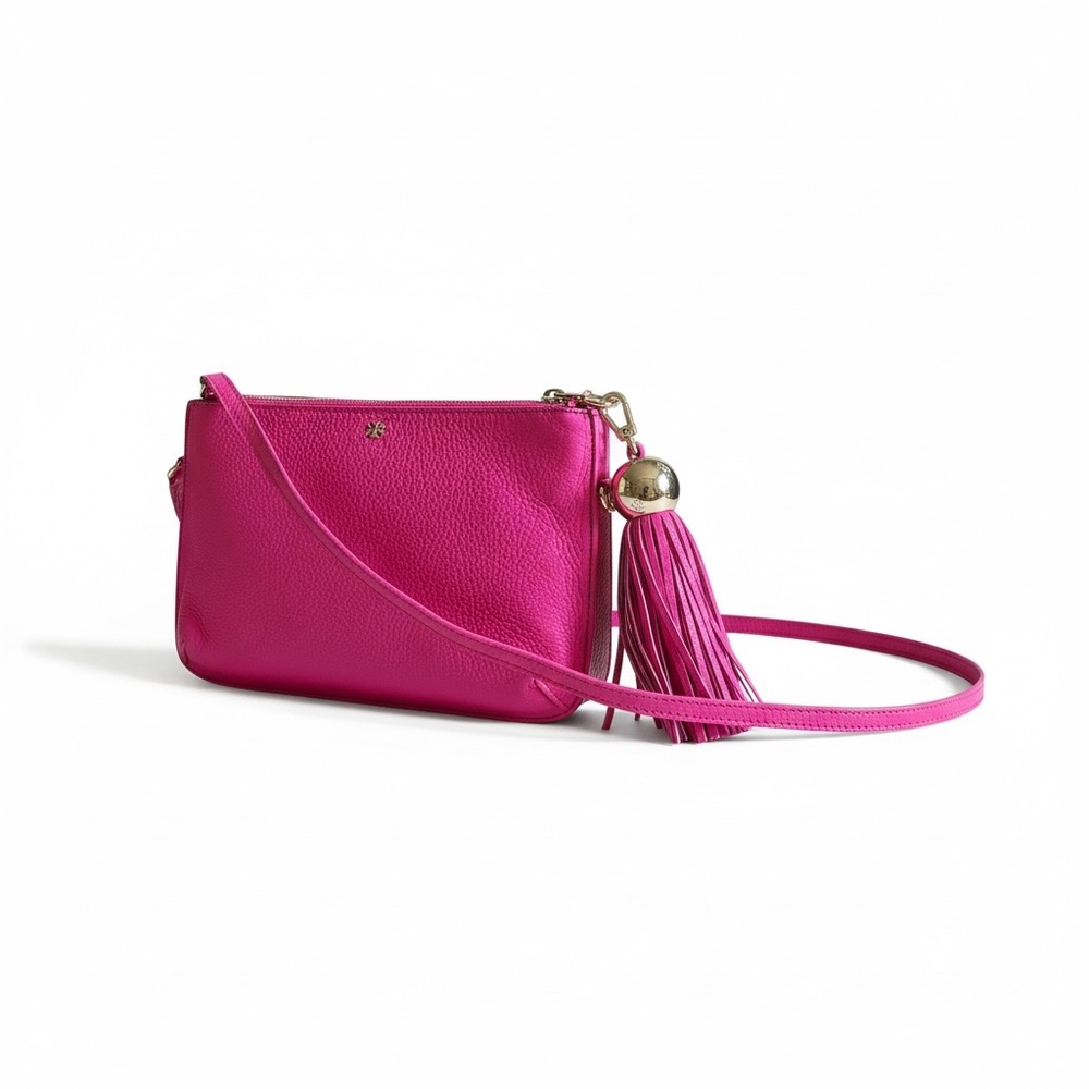 Tory Burch Pebbled Leather Crossbody Bag – Pink